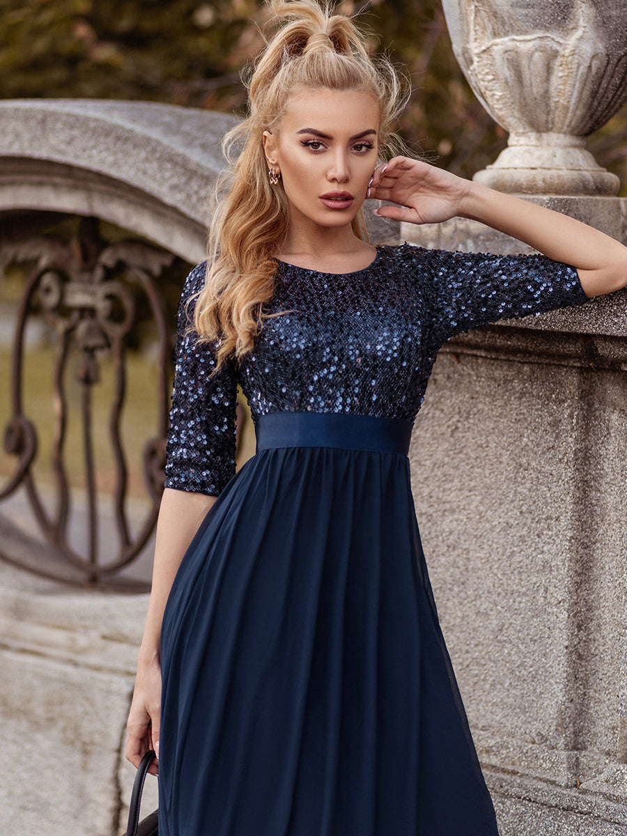 modest evening dresses 2020 flare sleeve mermaid navy blue lace appliq –  inspirationalbridal